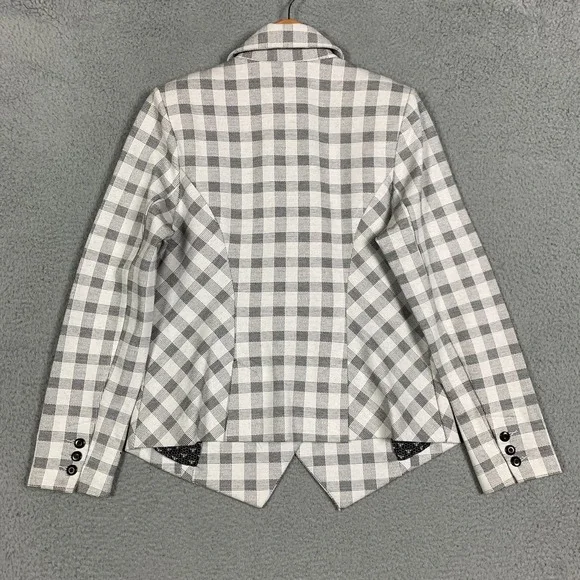 CAbi Valentina Blazer Women's 10 Gray Checkered 5292 Stretch Ponte Jacket Career - Picture 5 of 12